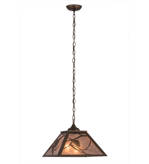 Meyda Lighting Whispering Pines 76316 22" 2-Light Antique Copper Pendant Light With Silver Mica Shade Glass