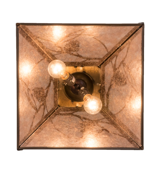 Meyda Lighting Whispering Pines 76316 22" 2-Light Antique Copper Pendant Light With Silver Mica Shade Glass