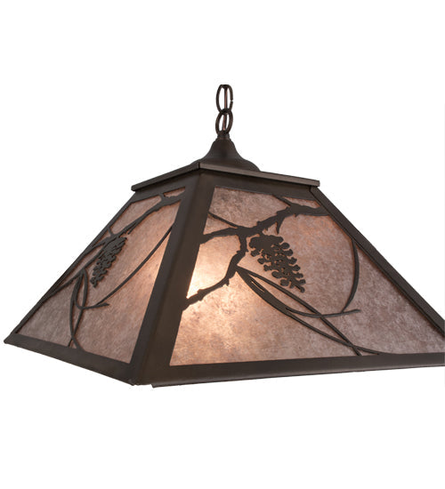 Meyda Lighting Whispering Pines 76316 22" 2-Light Antique Copper Pendant Light With Silver Mica Shade Glass