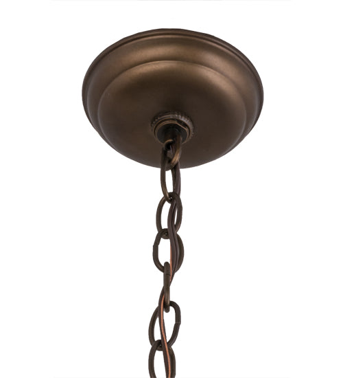 Meyda Lighting Whispering Pines 76316 22" 2-Light Antique Copper Pendant Light With Silver Mica Shade Glass