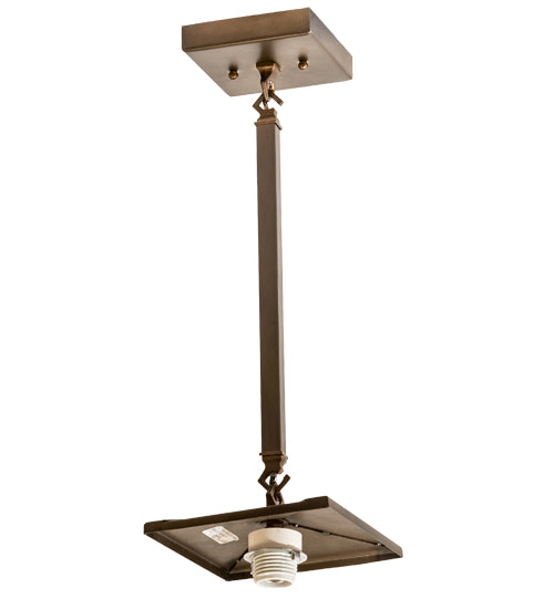 Meyda Lighting Whispering Pines 7"Sq Antique Copper Pendant Light With Silver Mica Shade Glass