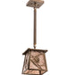 Meyda Lighting Whispering Pines 7"Sq Antique Copper Pendant Light With Silver Mica Shade Glass