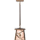 Meyda Lighting Whispering Pines 7"Sq Antique Copper Pendant Light With Silver Mica Shade Glass