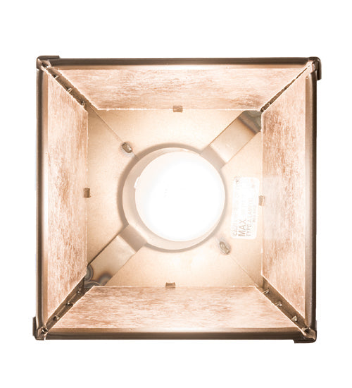 Meyda Lighting Whispering Pines 7"Sq Antique Copper Pendant Light With Silver Mica Shade Glass