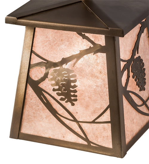 Meyda Lighting Whispering Pines 7"Sq Antique Copper Pendant Light With Silver Mica Shade Glass