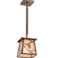 Meyda Lighting Whispering Pines 7"Sq Antique Copper Pendant Light With Silver Mica Shade Glass
