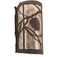 Meyda Lighting Whispering Pines 8" 2-Light Distressed Chestnut Left Wall Sconce With Silver Mica Shade Glass