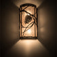 Meyda Lighting Whispering Pines 8" 2-Light Distressed Chestnut Right Wall Sconce With Silver Mica Shade Glass