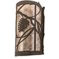 Meyda Lighting Whispering Pines 8" 2-Light Distressed Chestnut Right Wall Sconce With Silver Mica Shade Glass