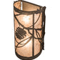 Meyda Lighting Whispering Pines 8" 2-Light Distressed Chestnut Right Wall Sconce With Silver Mica Shade Glass