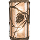 Meyda Lighting Whispering Pines 8" 2-Light Distressed Chestnut Right Wall Sconce With Silver Mica Shade Glass