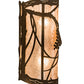 Meyda Lighting Whispering Pines 8" 2-Light Distressed Chestnut Right Wall Sconce With Silver Mica Shade Glass