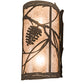 Meyda Lighting Whispering Pines 8" 2-Light Distressed Chestnut Right Wall Sconce With Silver Mica Shade Glass