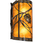 Meyda Lighting Whispering Pines 8" 2-Light Exterior Oil Rubbed Bronze Left Wall Sconce With Amber Mica Shade Glass
