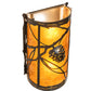 Meyda Lighting Whispering Pines 8" 2-Light Exterior Oil Rubbed Bronze Left Wall Sconce With Amber Mica Shade Glass