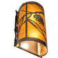 Meyda Lighting Whispering Pines 8" 2-Light Exterior Oil Rubbed Bronze Left Wall Sconce With Amber Mica Shade Glass
