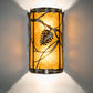 Meyda Lighting Whispering Pines 8" 2-Light Exterior Oil Rubbed Bronze Right Wall Sconce With Amber Mica Shade Glass