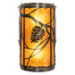 Meyda Lighting Whispering Pines 8" 2-Light Exterior Oil Rubbed Bronze Right Wall Sconce With Amber Mica Shade Glass
