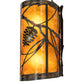 Meyda Lighting Whispering Pines 8" 2-Light Exterior Oil Rubbed Bronze Right Wall Sconce With Amber Mica Shade Glass