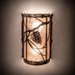 Meyda Lighting Whispering Pines 8" 2-Light Light Burnished Antique Copper Wall Sconce With Silver Mica Shade Glass