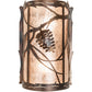 Meyda Lighting Whispering Pines 8" 2-Light Light Burnished Antique Copper Wall Sconce With Silver Mica Shade Glass