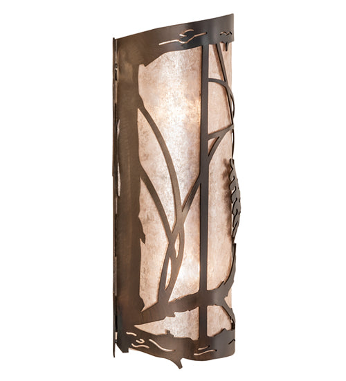 Meyda Lighting Whispering Pines 8" 2-Light Light Burnished Antique Copper Wall Sconce With Silver Mica Shade Glass