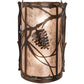 Meyda Lighting Whispering Pines 8" 2-Light Light Burnished Antique Copper Wall Sconce With Silver Mica Shade Glass