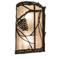 Meyda Lighting Whispering Pines 8" 2-Light Oil Rubbed Bronze Left Wall Sconce With Silver Mica Shade Glass