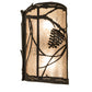 Meyda Lighting Whispering Pines 8" 2-Light Oil Rubbed Bronze Right Wall Sconce With Silver Mica Shade Glass