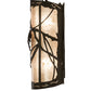 Meyda Lighting Whispering Pines 8" 2-Light Oil Rubbed Bronze Right Wall Sconce With Silver Mica Shade Glass