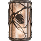 Meyda Lighting Whispering Pines 8" 2-Light Oil Rubbed Bronze Wall Sconce With Silver Mica Shade Glass