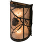 Meyda Lighting Whispering Pines 8" 2-Light Satin Black Wrought Iron Right Wall Sconce With Silver Mica Shade Glass