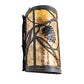 Meyda Lighting Whispering Pines 8" 2-Light Textured Black Left Wall Sconce With Amber Mica Shade Glass