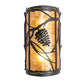 Meyda Lighting Whispering Pines 8" 2-Light Textured Black Left Wall Sconce With Amber Mica Shade Glass