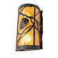 Meyda Lighting Whispering Pines 8" 2-Light Textured Black Right Wall Sconce With Amber Mica Shade Glass