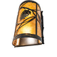 Meyda Lighting Whispering Pines 8" 2-Light Textured Black Right Wall Sconce With Amber Mica Shade Glass