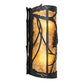 Meyda Lighting Whispering Pines 8" 2-Light Textured Black Right Wall Sconce With Amber Mica Shade Glass