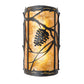 Meyda Lighting Whispering Pines 8" 2-Light Textured Black Right Wall Sconce With Amber Mica Shade Glass