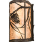 Meyda Lighting Whispering Pines 8" 2-Light Wrought Iron Wall Sconce With Silver Mica Shade Glass
