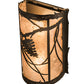 Meyda Lighting Whispering Pines 8" 2-Light Wrought Iron Wall Sconce With Silver Mica Shade Glass