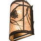 Meyda Lighting Whispering Pines 8" 2-Light Wrought Iron Wall Sconce With Silver Mica Shade Glass