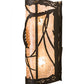Meyda Lighting Whispering Pines 8" 2-Light Wrought Iron Wall Sconce With Silver Mica Shade Glass
