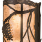 Meyda Lighting Whispering Pines 8" 2-Light Wrought Iron Wall Sconce With Silver Mica Shade Glass