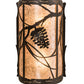 Meyda Lighting Whispering Pines 8" 2-Light Wrought Iron Wall Sconce With Silver Mica Shade Glass