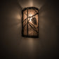 Meyda Lighting Whispering Pines 8" Wrought Iron Left Wall Sconce With Silver Mica Shade Glass