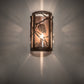 Meyda Lighting Whispering Pines 8" Wrought Iron On Rust Left Wall Sconce With Clear Seeded Shade Glass