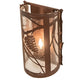 Meyda Lighting Whispering Pines 8" Wrought Iron On Rust Left Wall Sconce With Clear Seeded Shade Glass