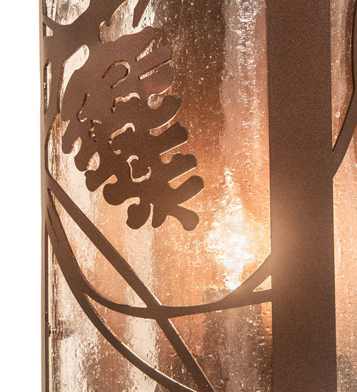 Meyda Lighting Whispering Pines 8" Wrought Iron On Rust Left Wall Sconce With Clear Seeded Shade Glass