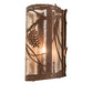 Meyda Lighting Whispering Pines 8" Wrought Iron On Rust Left Wall Sconce With Clear Seeded Shade Glass