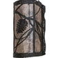 Meyda Lighting Whispering Pines 8" Wrought Iron Right Wall Sconce With Silver Mica Shade Glass